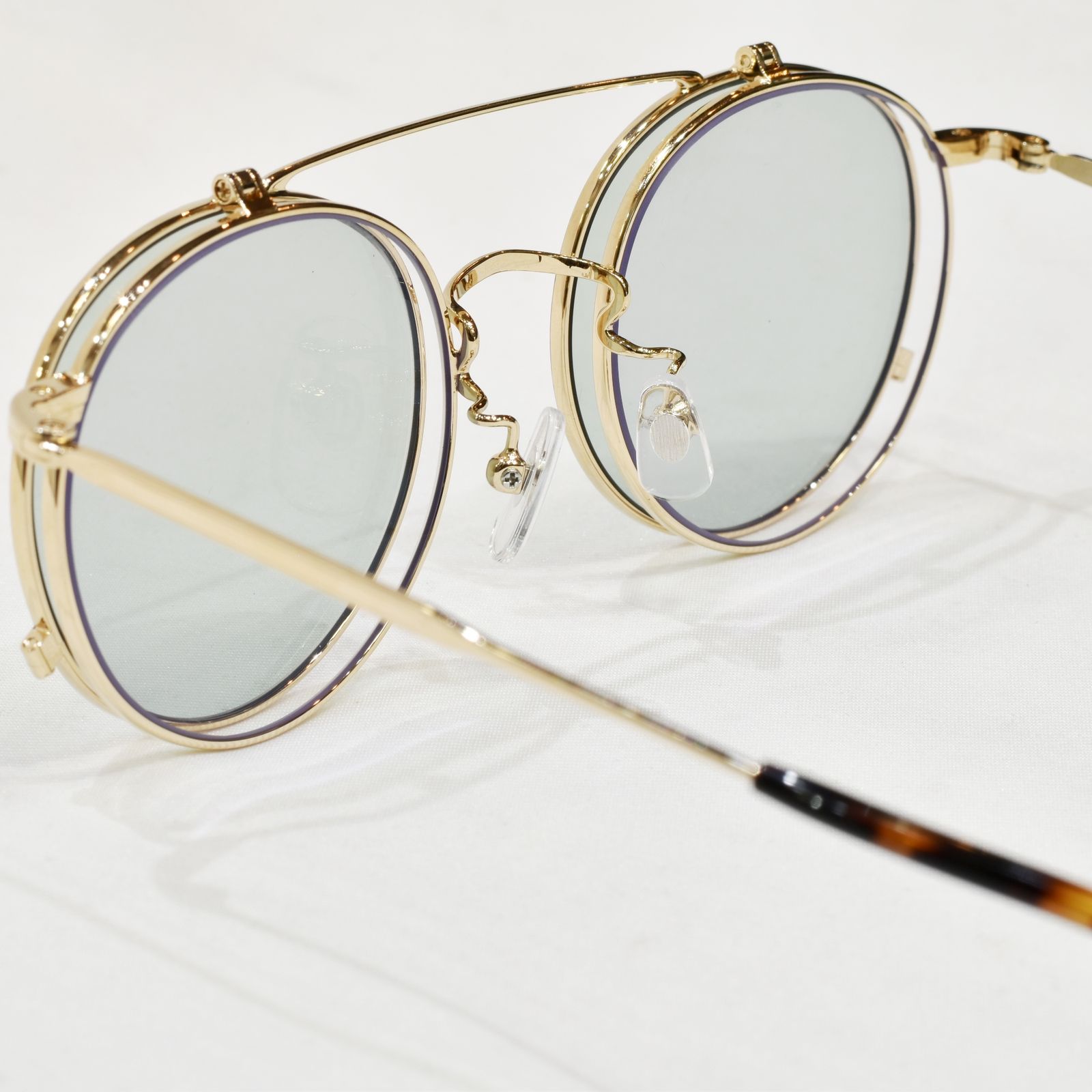FLIP UP TYPE CIRCLE METAL GLASSES (GOLD.GREEN) / フリップアップタイプ サークルメタル グラシズ