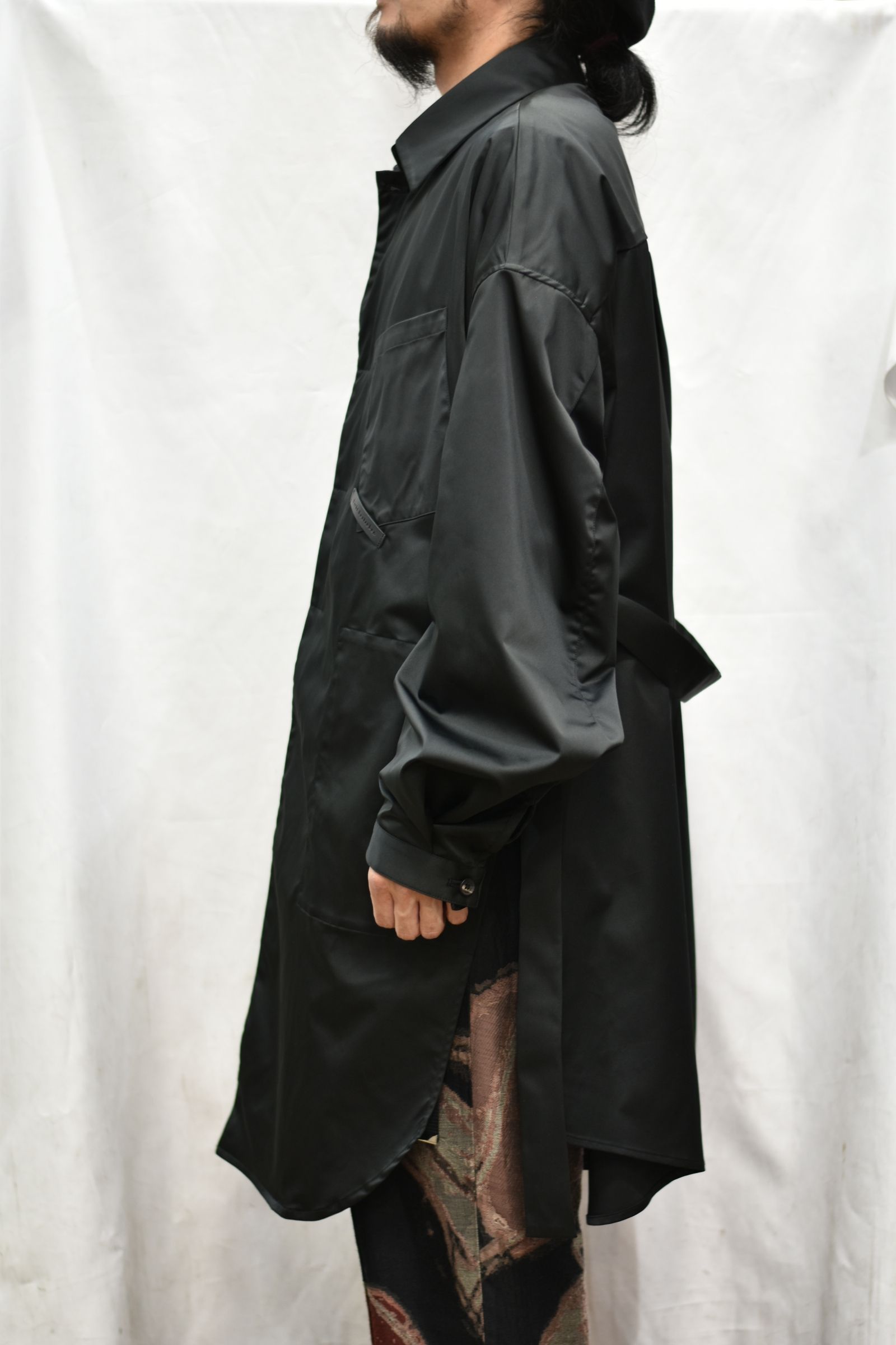 デタッチャブルカラーロングシャツコート / LB21FW-SH03-LN (BLACK)
