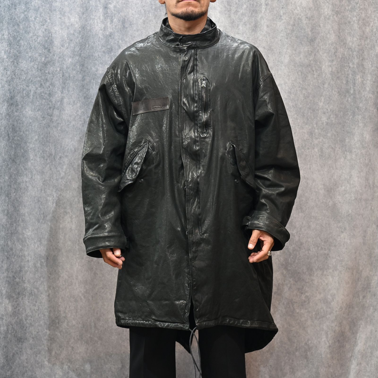 JAPANステア ミモザ鞣し製品染め モッズコート （BLACK）｜2176-01