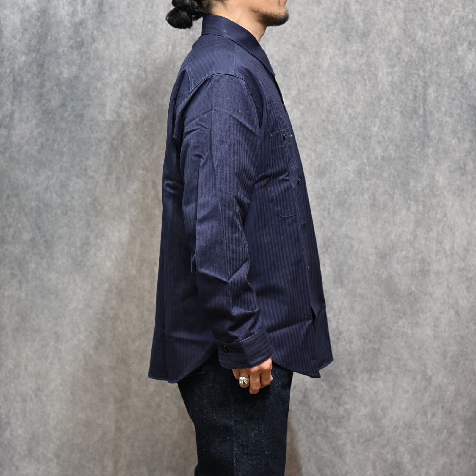 Y1944 HBT SHIRT （NAVY）｜ヘリンボーンシャツ （ネイビー）