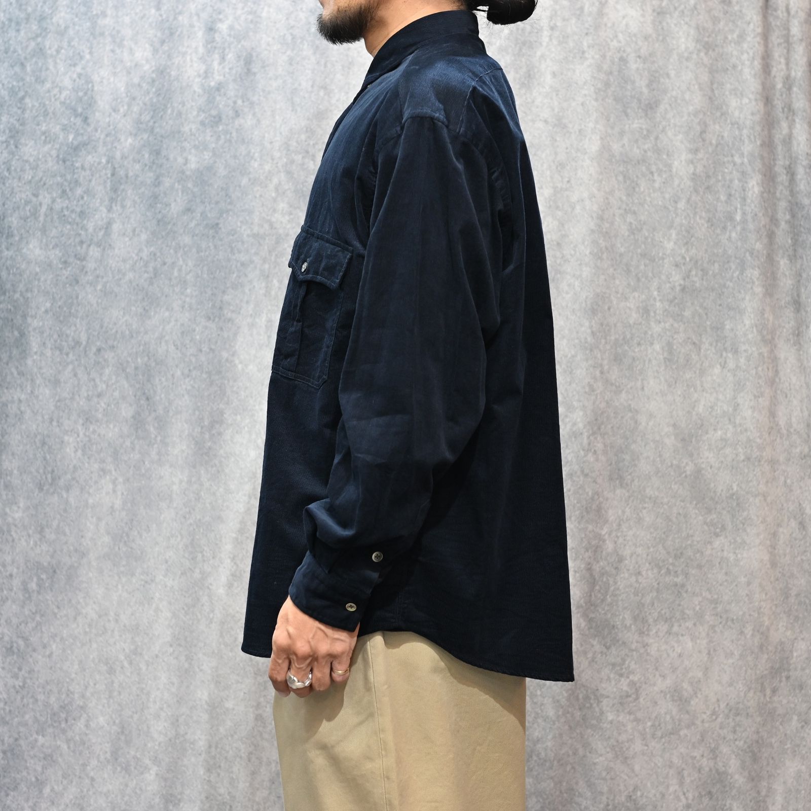 ROLL UP ORGANIC CORDUROY SHIRT (NAVY)|コーデュロイシャツ (ネイビー) PC-016-3685-41