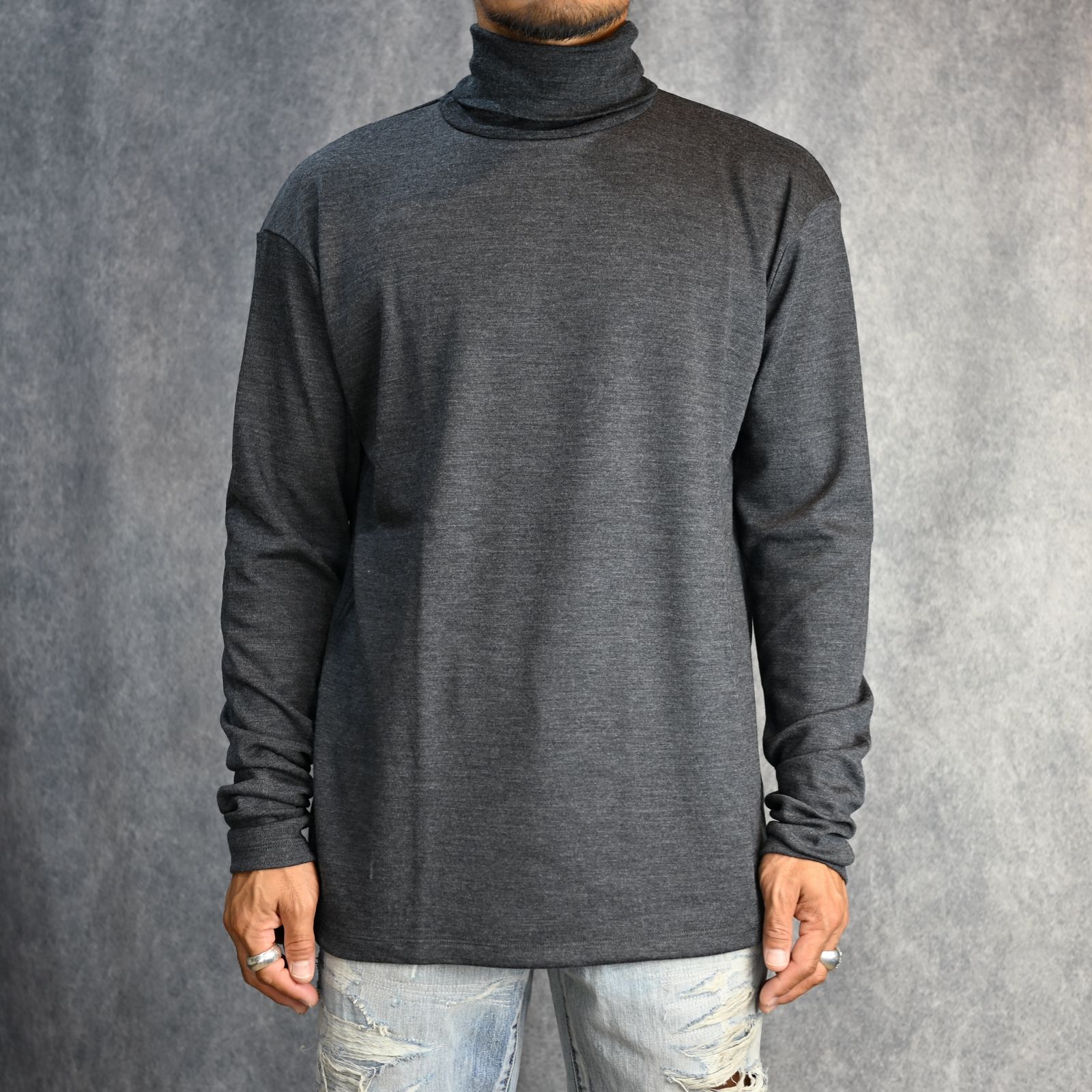 Wool Turtleneck L/S （CGR） /  ウールタートルネック （チャコール）