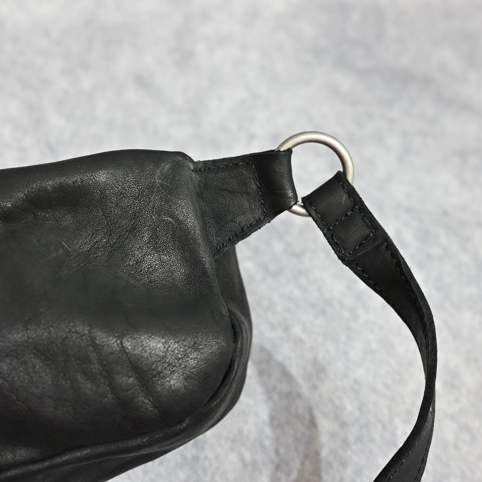 ジャパンダブルショルダー フルタンニン製品染め ショルダーバッグ / （BLACK） 92-19