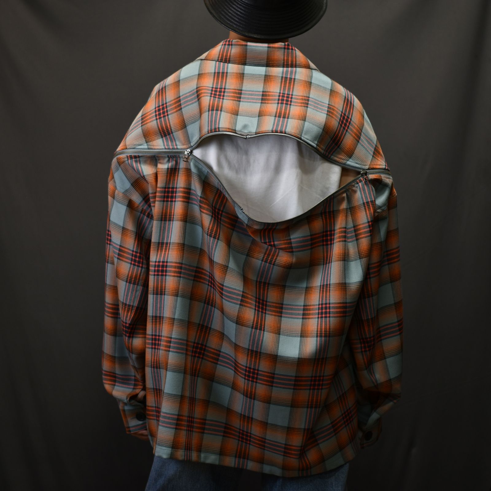 FACETASM - CHECK ZIPPER SHIRT （ORANGE×BLUE） / チェック柄