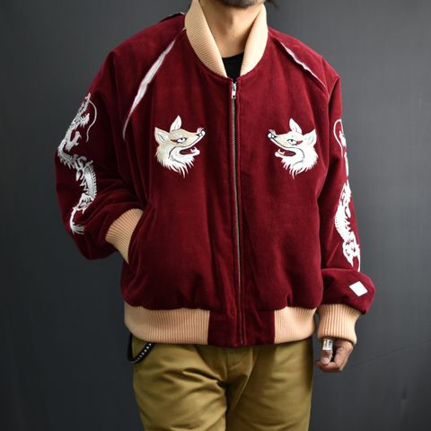 VELVETEEN FOX EMBROIDERED SOURVENIR JKT (MAROON) / 別珍 狐 刺繍 スーベニアジャケット
