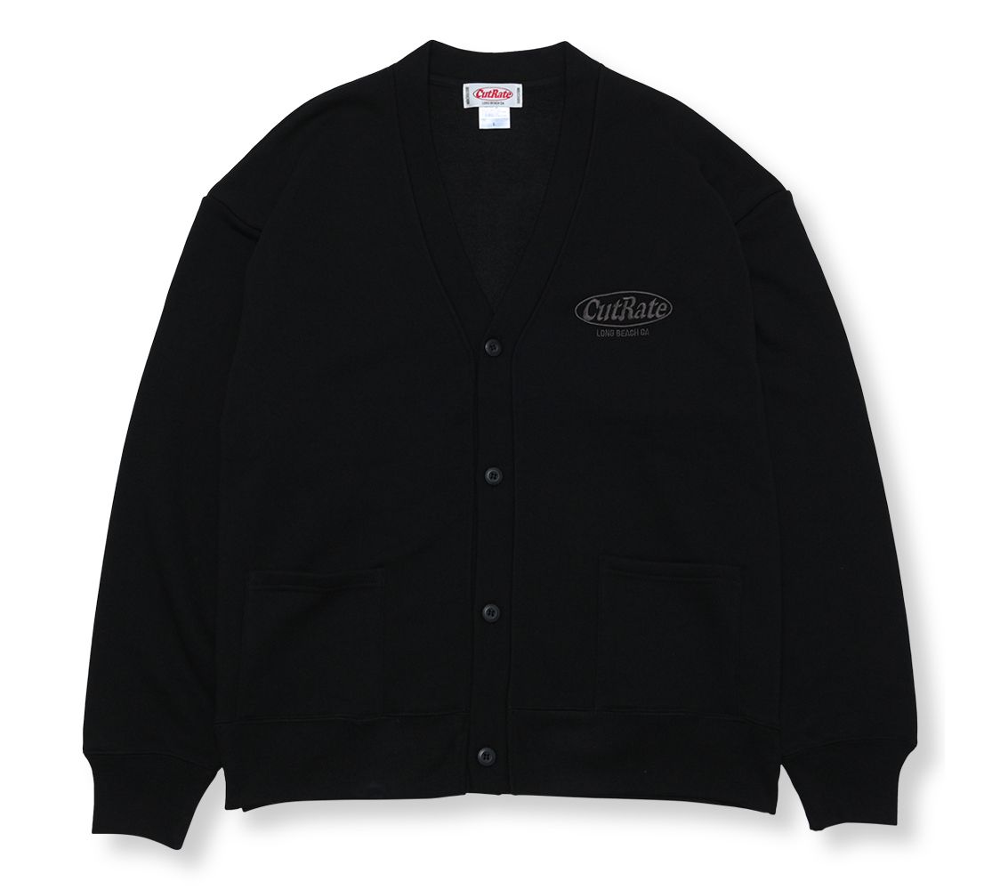 CUTRATE - CUTRATE LOGO EMBROIDERY SWEAT CARDIGAN (BLACK×WHITE