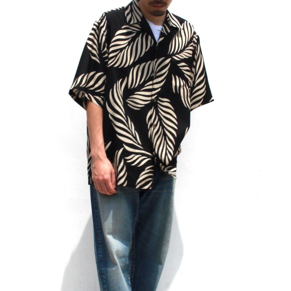 × WACKO MARIA Leaf Motif Hawaiian Shirt （BLACK×BEIGE） / ワコマリア アロハシャツ （ブラック×ベージュ） 25MND-WM001