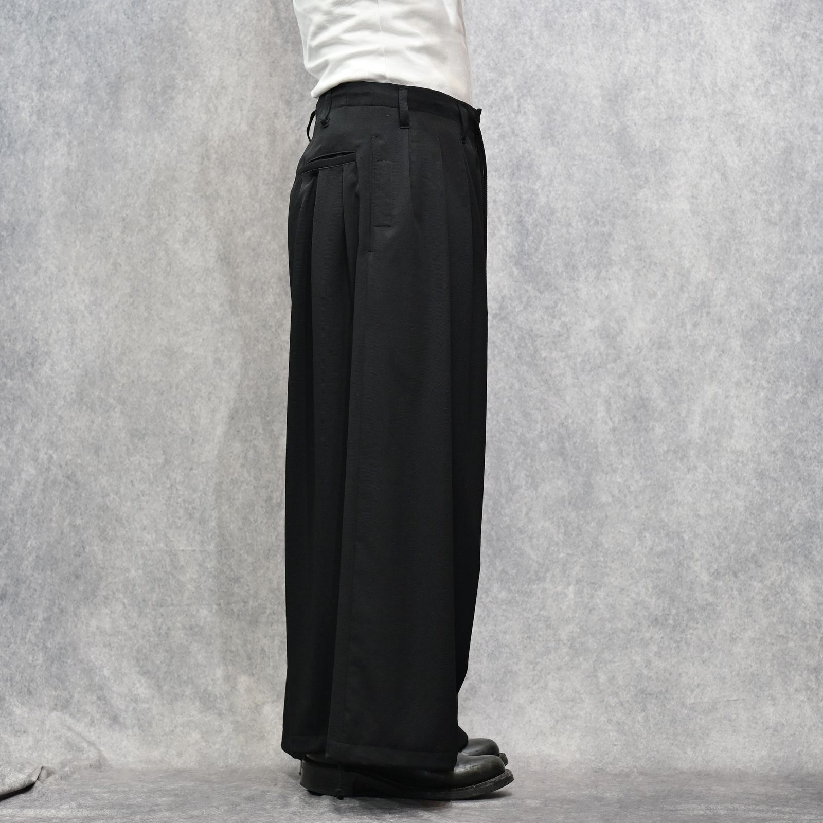 WOOL GABARDINE BALLOON PANTS  （BLACK / ブラック） 12タック バルーンパンツ｜HO-P07-100-2-02
