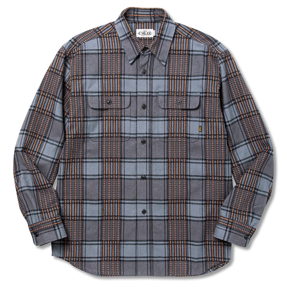 CALEE - Dobby check pattern L/S shirt (Gray) / ドビーチェック 