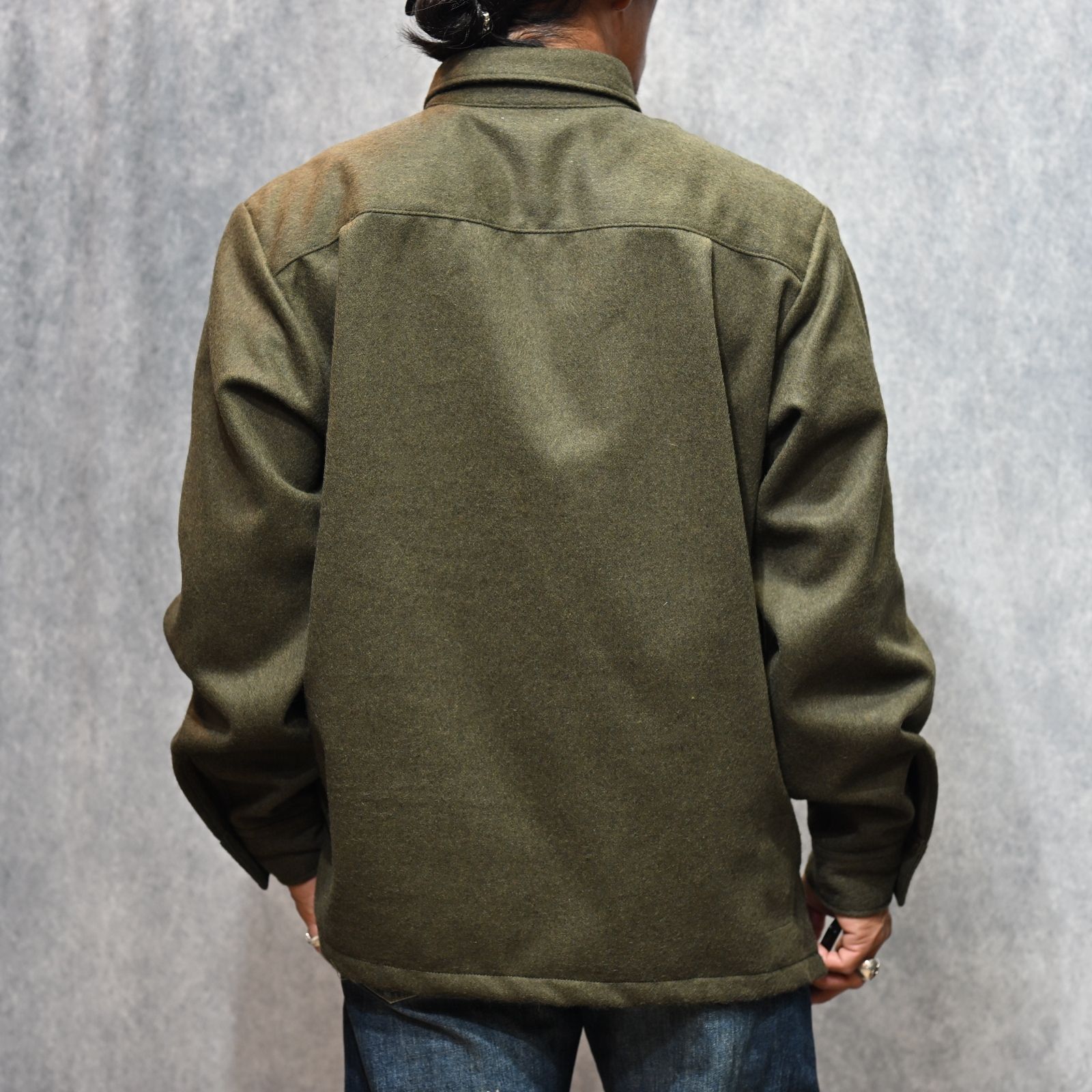 Wool Light Melton Pullover SH （KHA） / ウールメルトン プルオーバーシャツ （カーキ）｜2509-5003