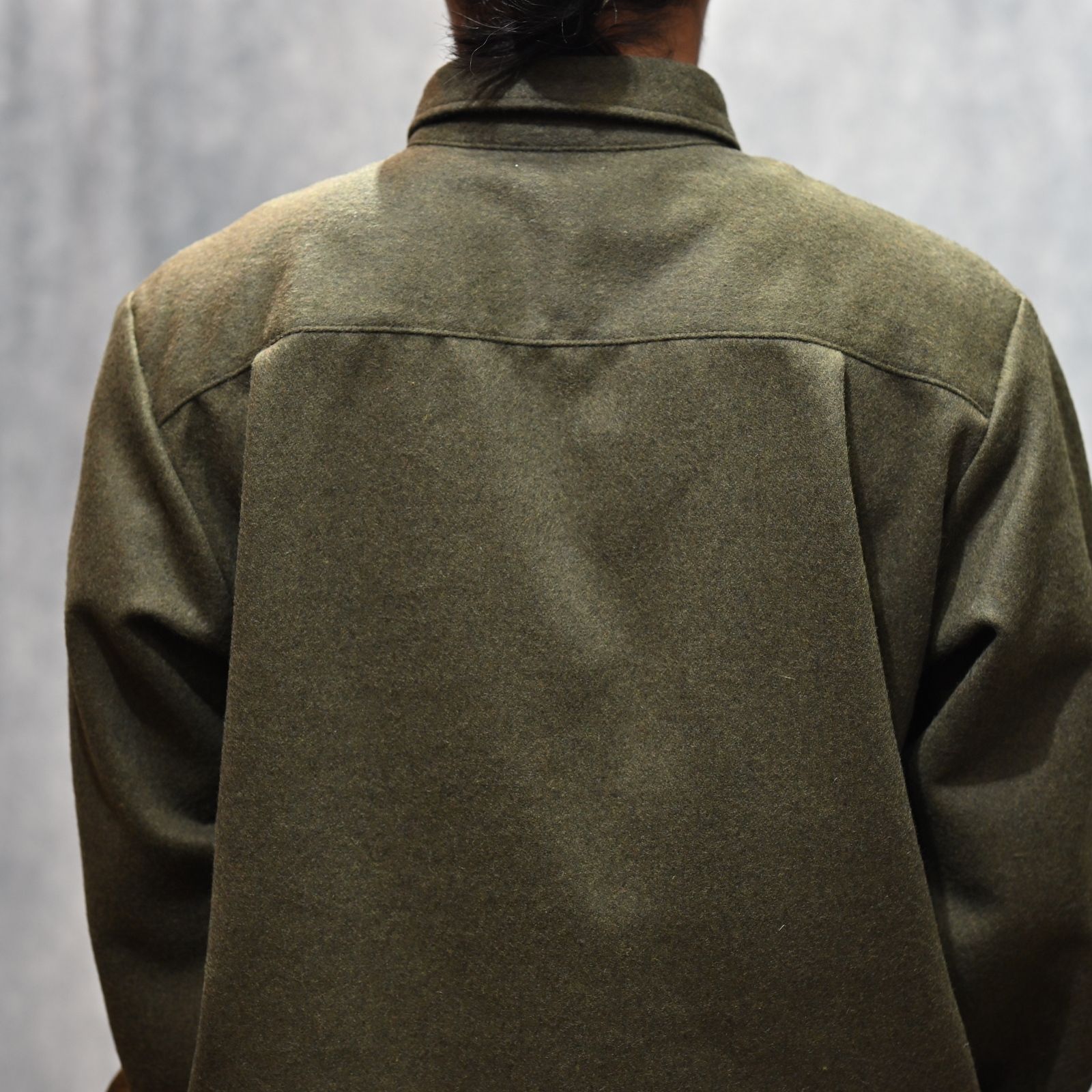 Wool Light Melton Pullover SH （KHA） / ウールメルトン プルオーバーシャツ （カーキ）｜2509-5003