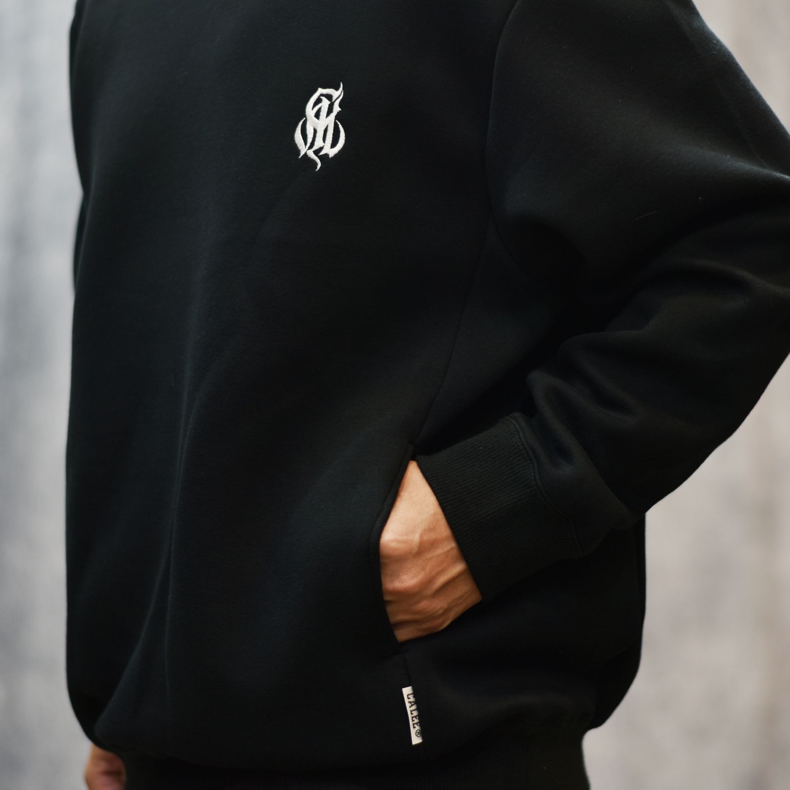 HIGH GAUGE DOUBLE KNIT CREW NECK SW (BLACK)｜ダンボールニットスウェットトレーナー｜CL-25AW019