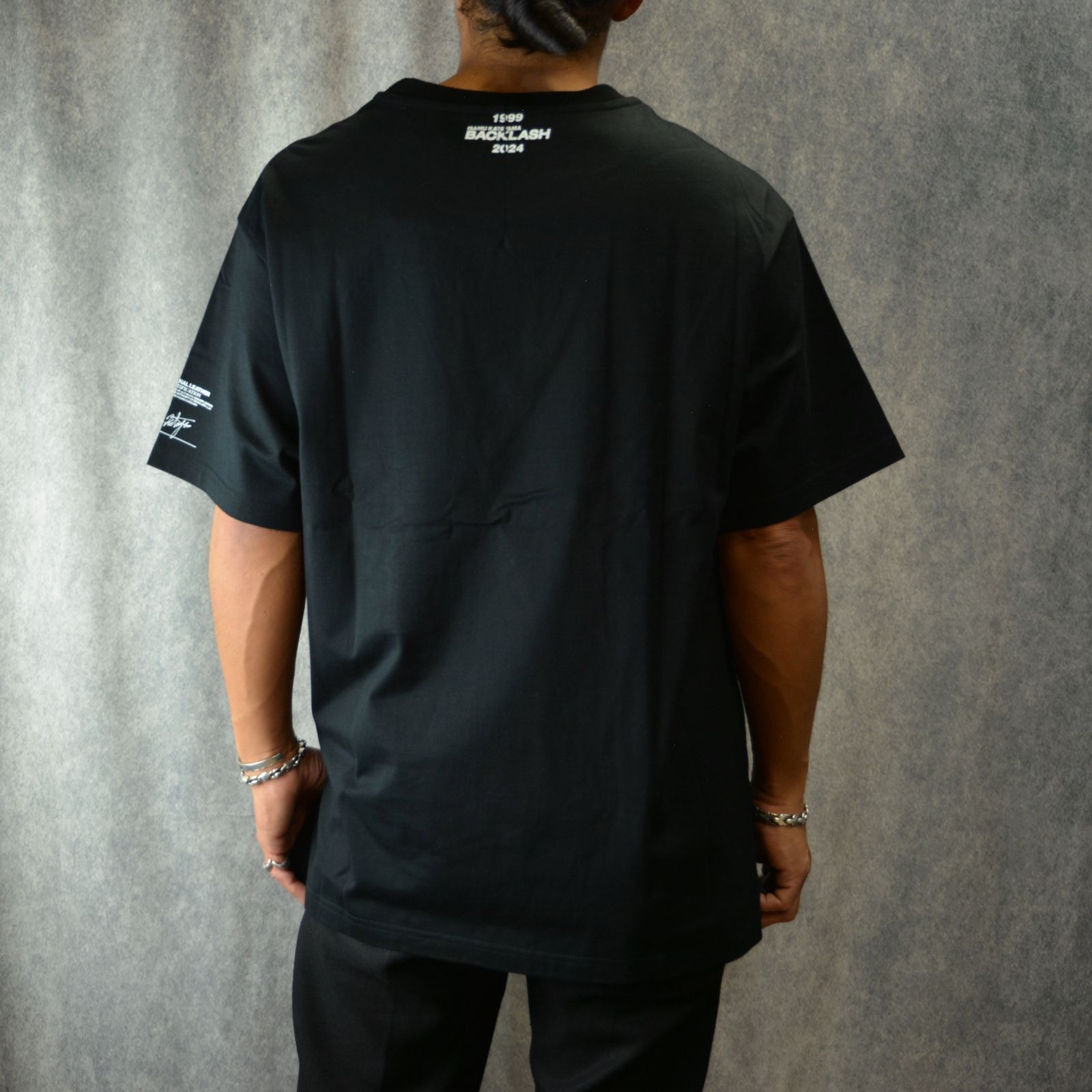 ハイゲージ天竺 ドロップショルダー Tシャツ (BLACK)