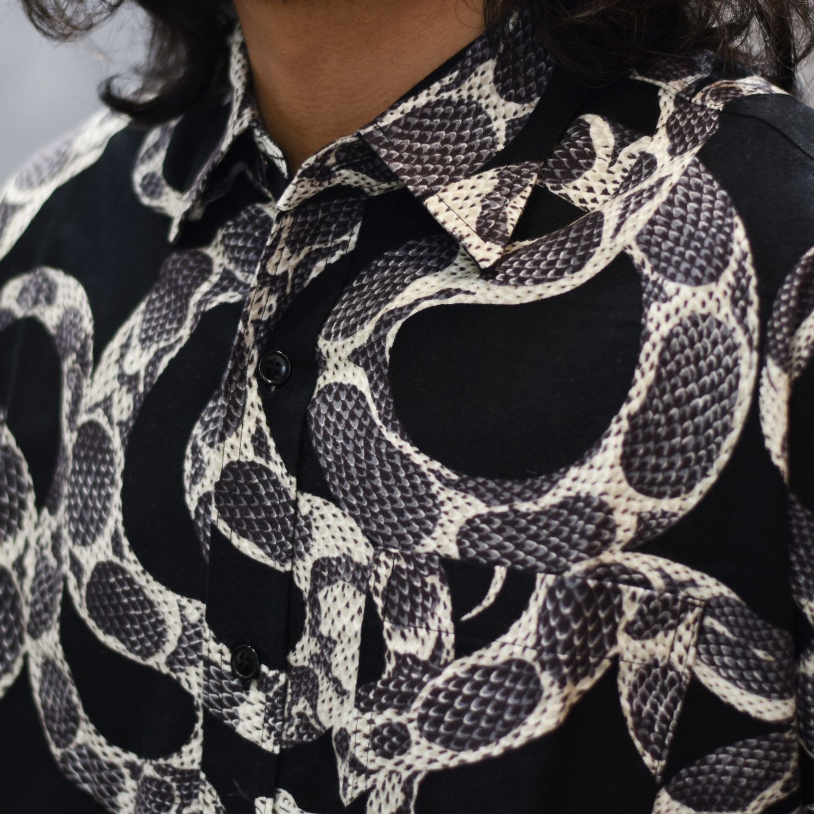 PRINT NEL L/S SH <SNAKE PATTERN> (BLACK)|蛇柄 フランネル 長袖シャツ|CL-25AW003SNK