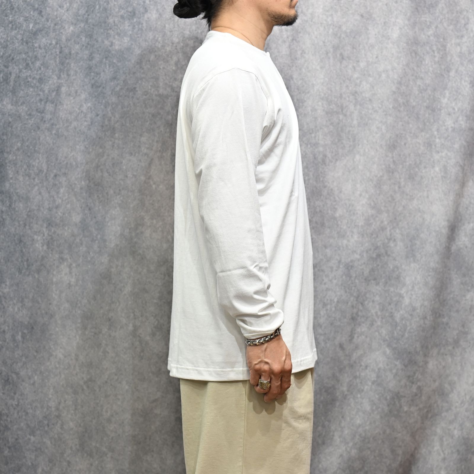 HENLEY NECK L/S TEE （WHITE）｜ ヘンリーネック ロングスリーブ （ホワイト） 602-261-15