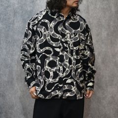 PRINT NEL L/S SH ＜SNAKE PATTERN＞ (BLACK)｜蛇柄 フランネル 長袖シャツ｜CL-25AW003SNK