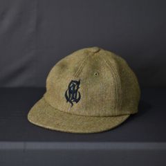 EMBROIDERY WOOL RETRO CAP (OLIVE) / 刺繍 ウール レトロ キャップ