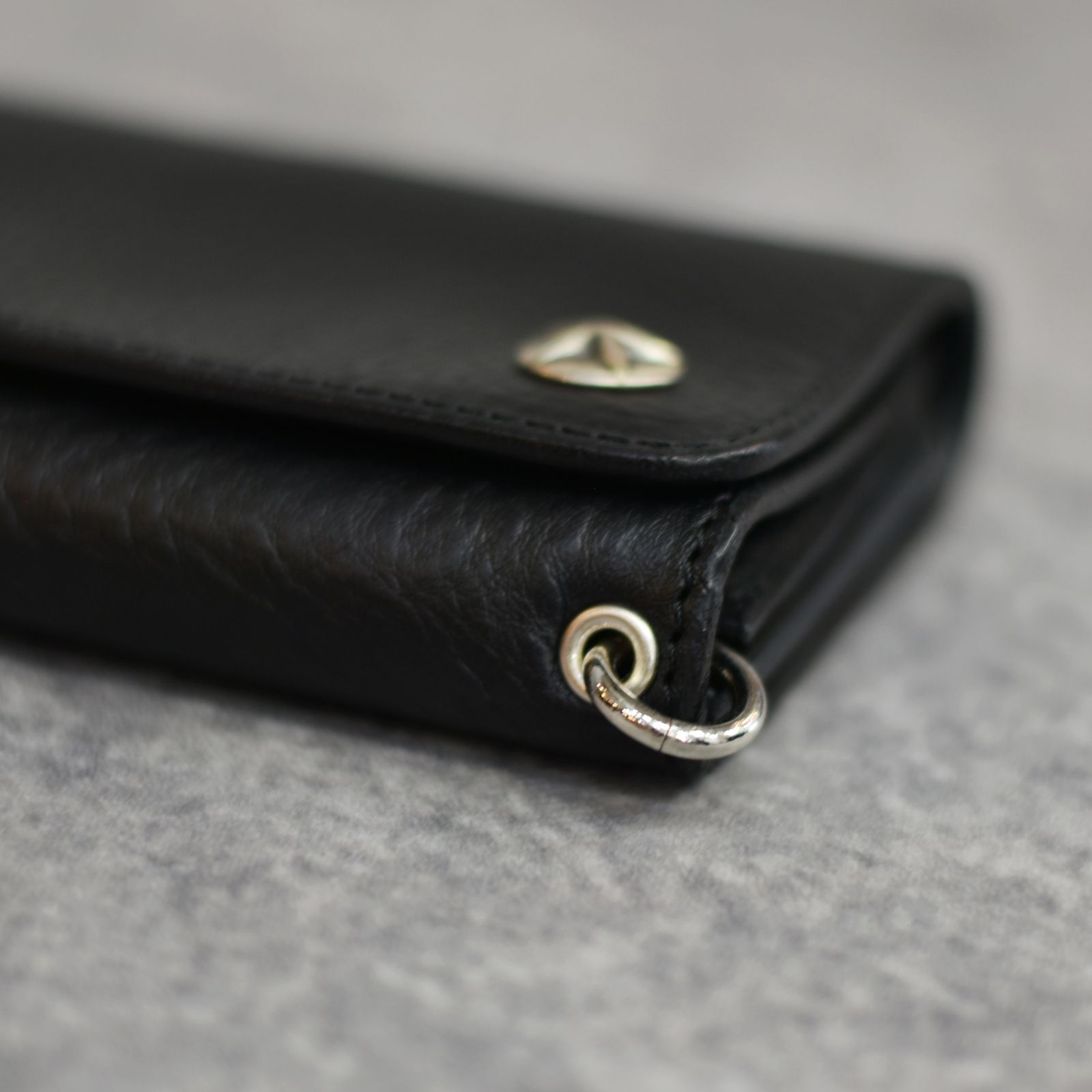 SILVER STAR CONCHO FLAP LEATHER HALF WALLET (BLACK)｜シルバー スターコンチョ 三つ折り ハーフウォレット｜CL-25SS002LE EX