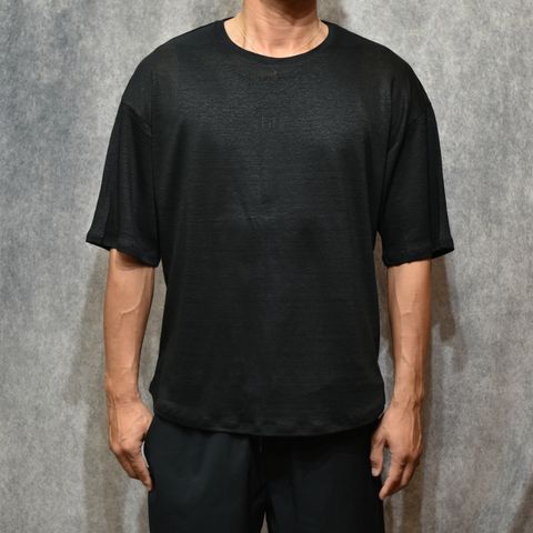 HF linen shirt SS （BLACK）｜リネン Tシャツ （ブラック）｜HF-01