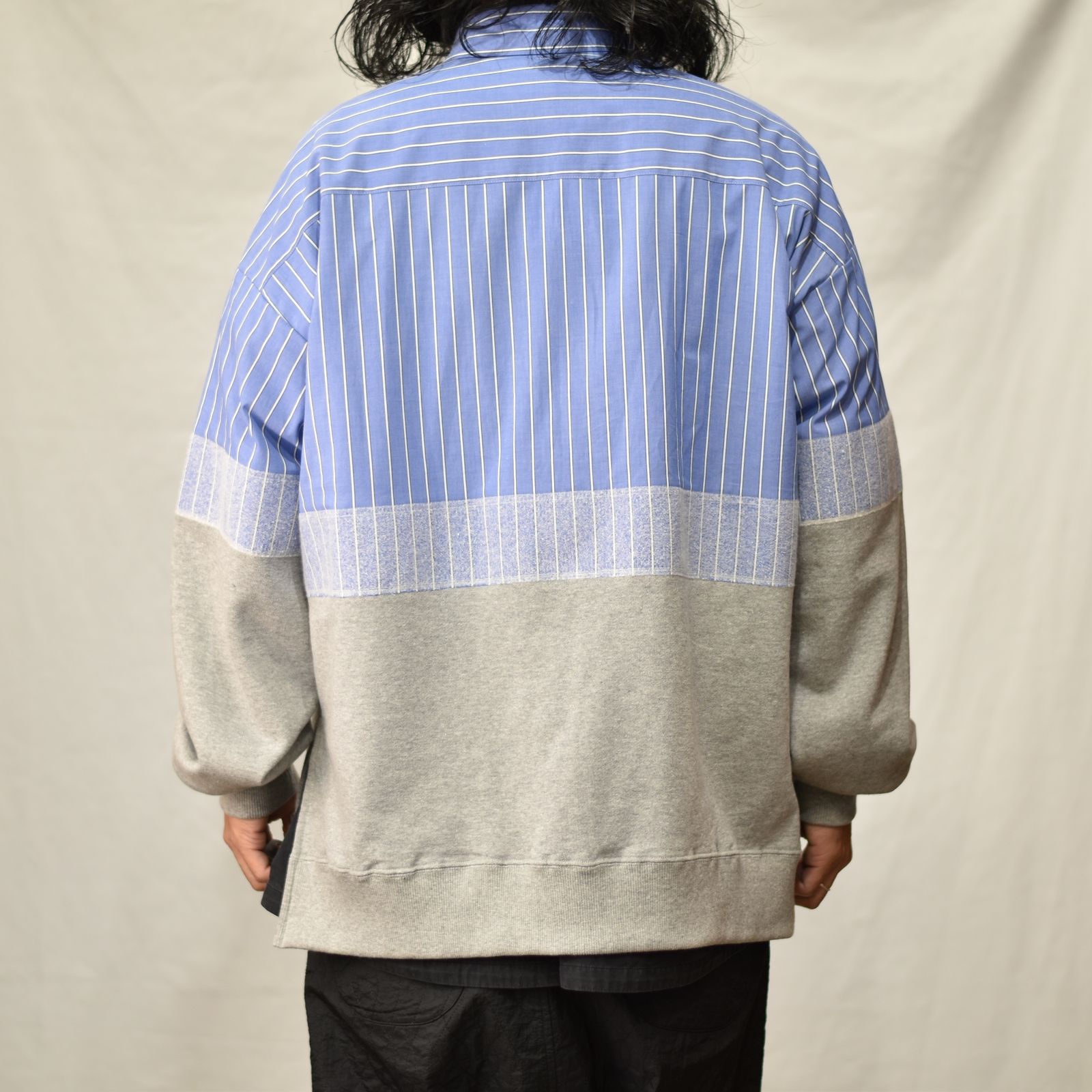 ニードルパンチ 切り替えシャツ / LB23SS-SH01-NDP (BLUE STRIPE×GRAY)