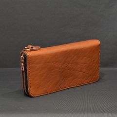 ダブルショルダー製品染め ラウンド財布 （BROWN）