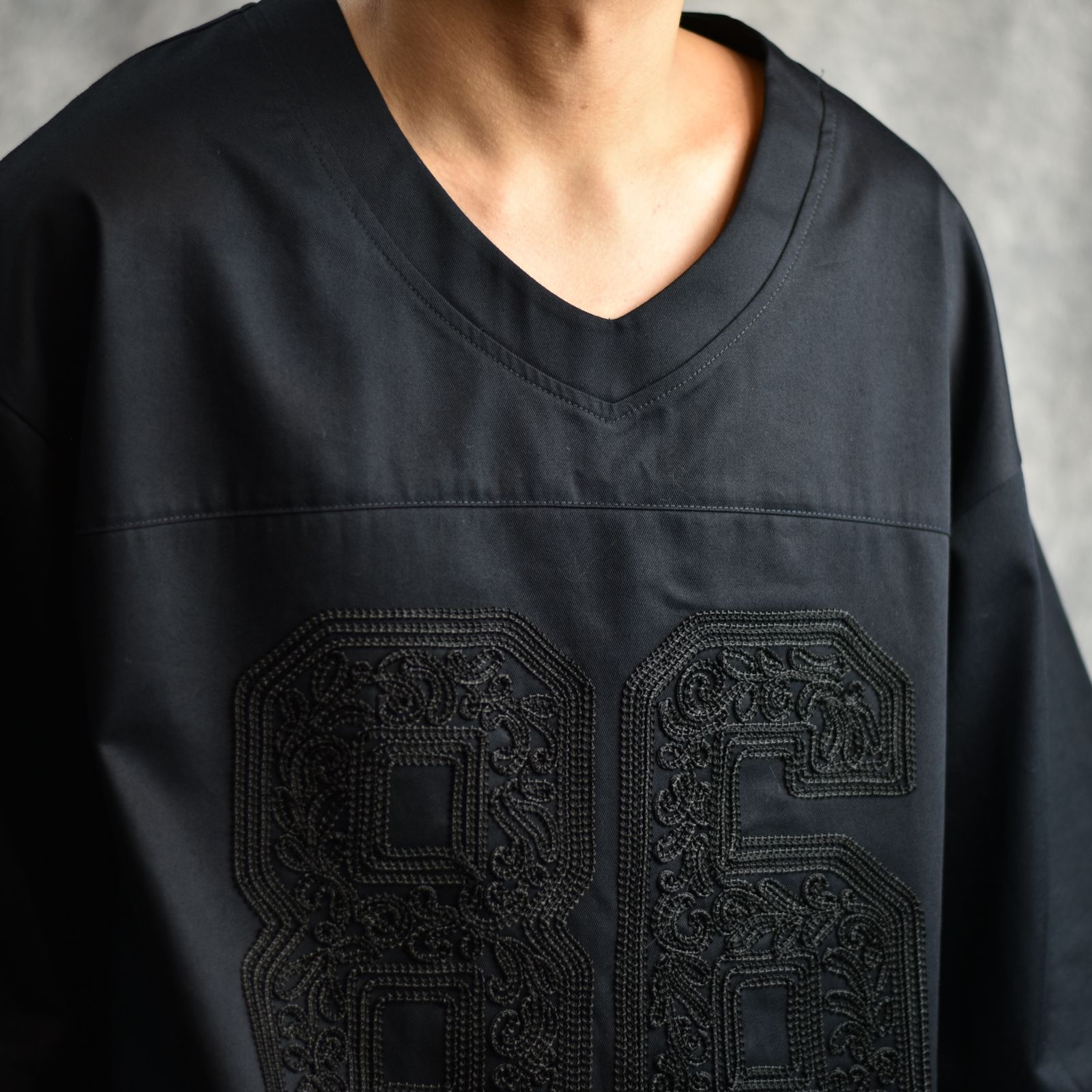 el conductorH - CORD EMBROIDERED HOCKEY SHIRT (BK) / コード