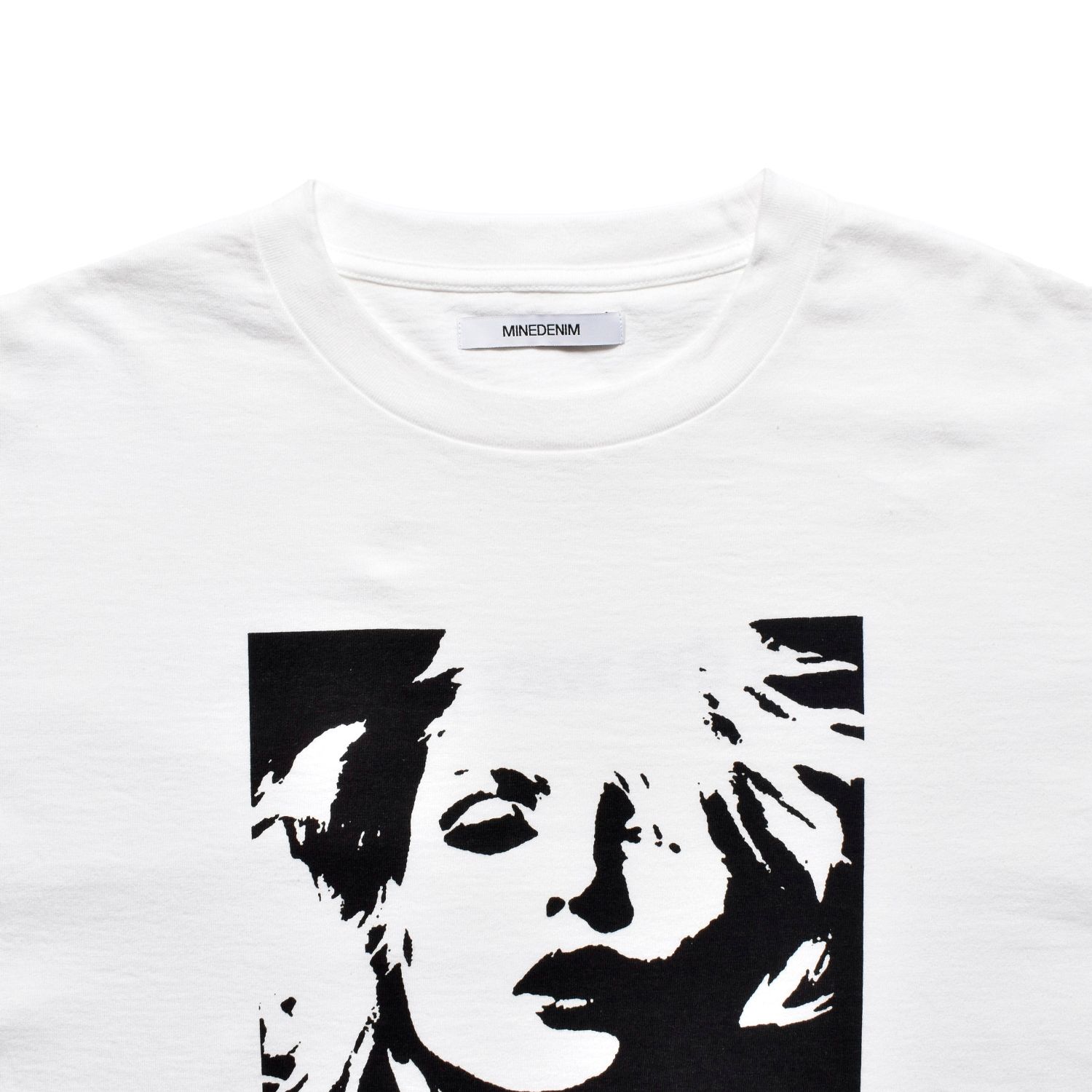MINEDENIM - Monochrome Two tone Face Crewneck T-SH （WHT