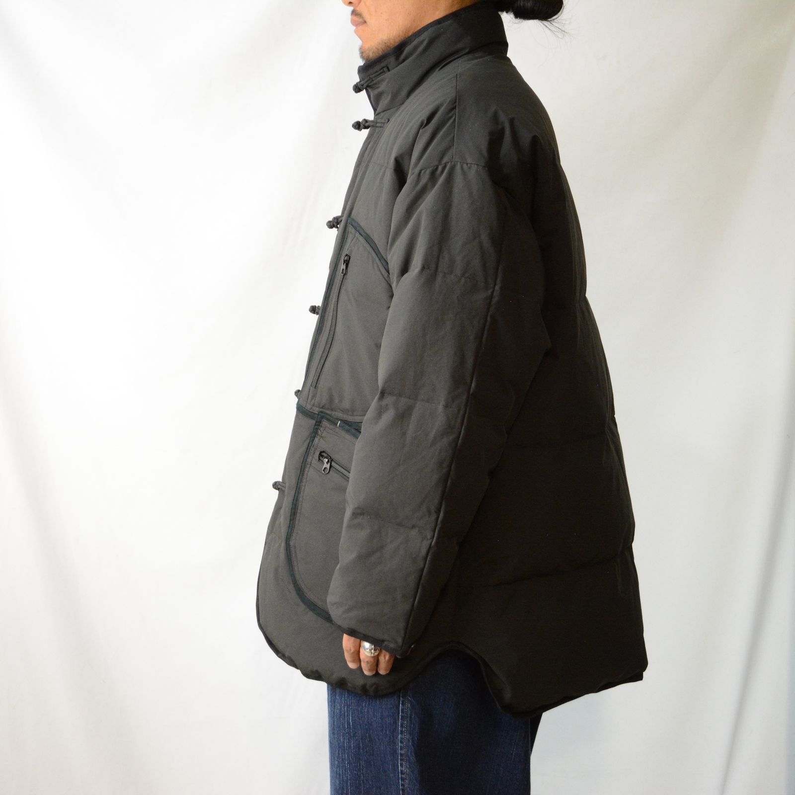 CHINESE DOWN JACKET  (BLACK) - チャイナ ダウンジャケット （ブラック）