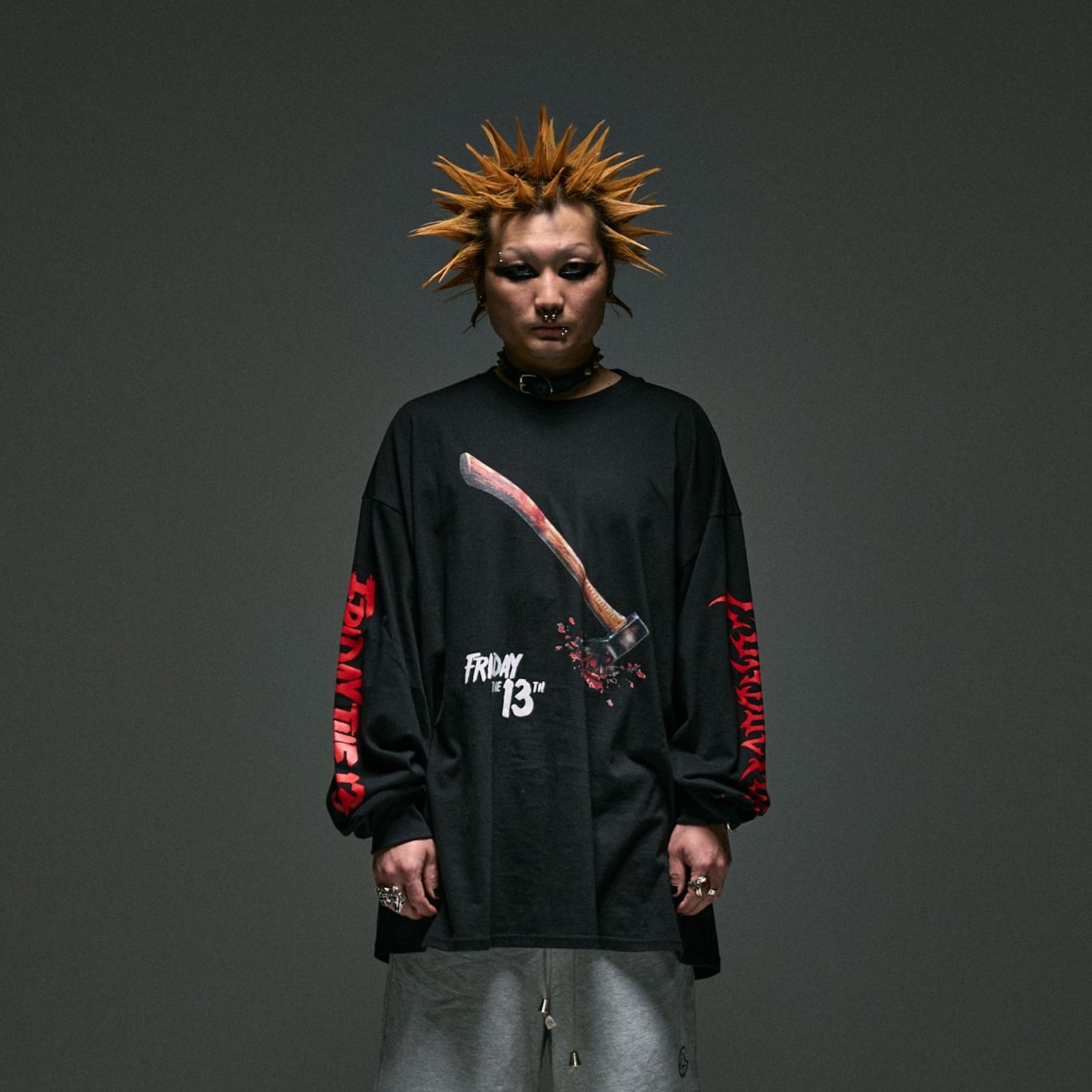 x FRIDAY THE 13TH POSTER VISUAL L/S T-SHIRT (BK)｜13日の金曜日 長袖Tシャツ｜PD26MC05