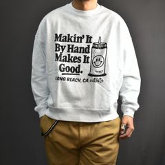 ×VENICE8 COFFEE HOUSE SMILEY FACE DISPENSER DROP CREW NECK SWEAT (GRY) / ドロップショルダー クルーネック スウェット