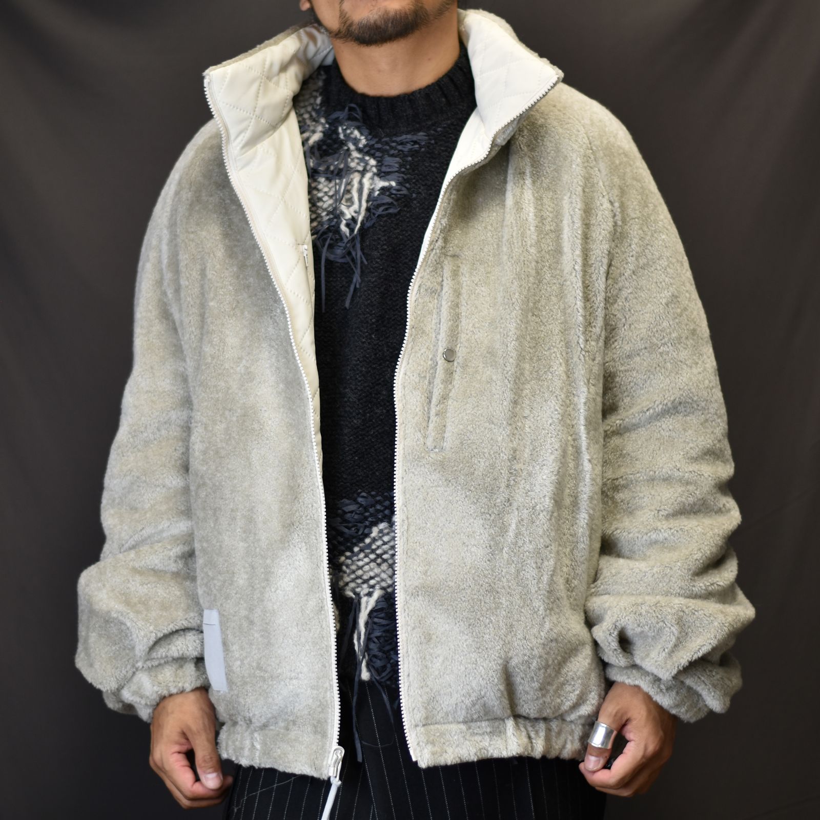 リバーシブルハイネックブルゾン / LB23AW-BL03-PSK (IVORY)