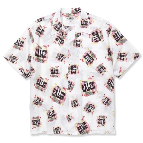 ALLOVER FEATHER PATTERN AMUNZEN CLOTH S/S SHIRT (WHITE)