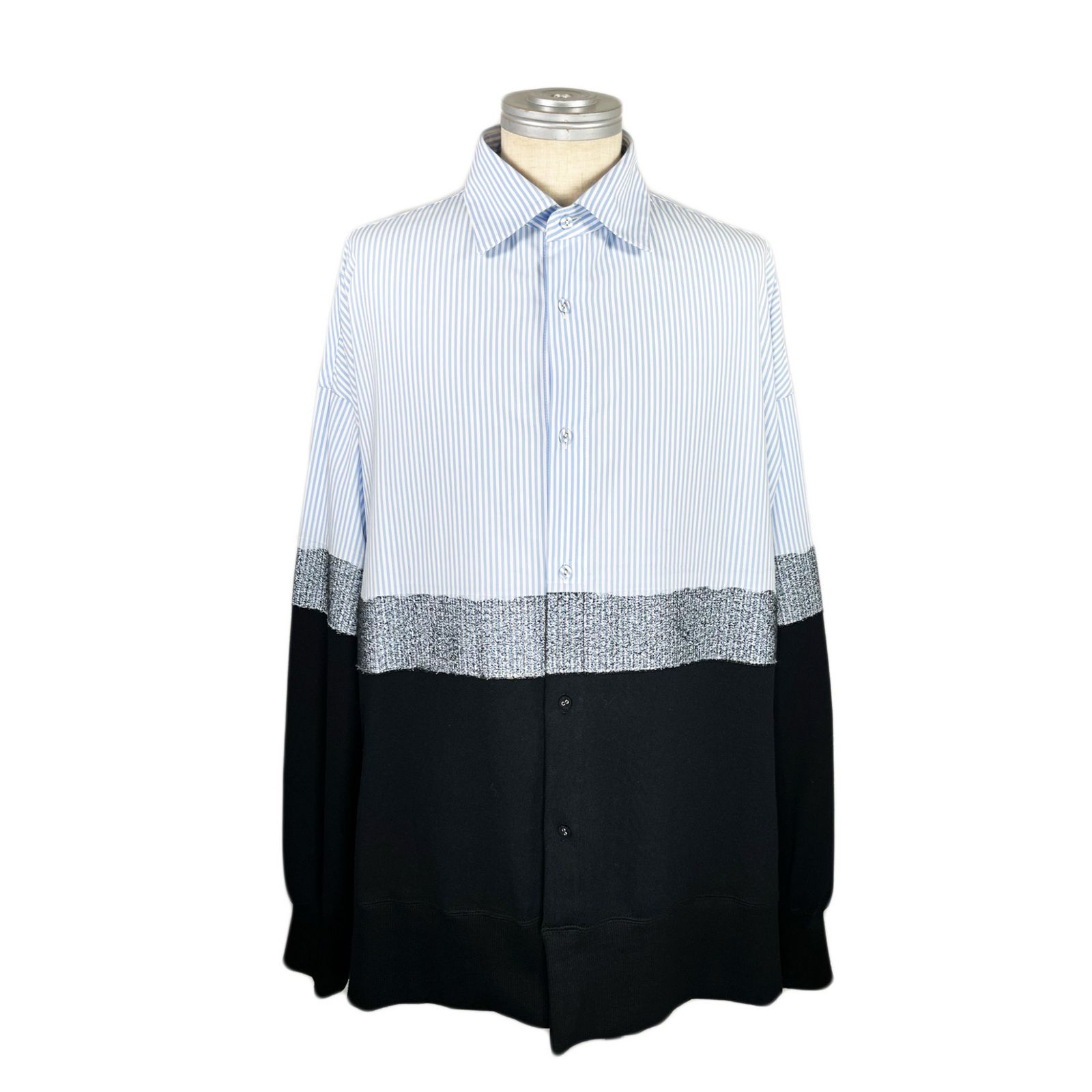 ニードルパンチ 切り替えシャツ / LB23SS-SH01-NDP (SAX STRIPE×BLACK)