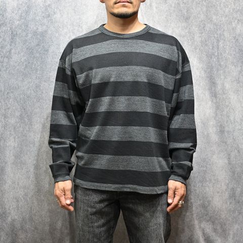 EF.Wool Interlock Border Print Crewneck L/S Pullover （BLT）｜ボーダープリント 長袖Tシャツ｜MDFBF10402
