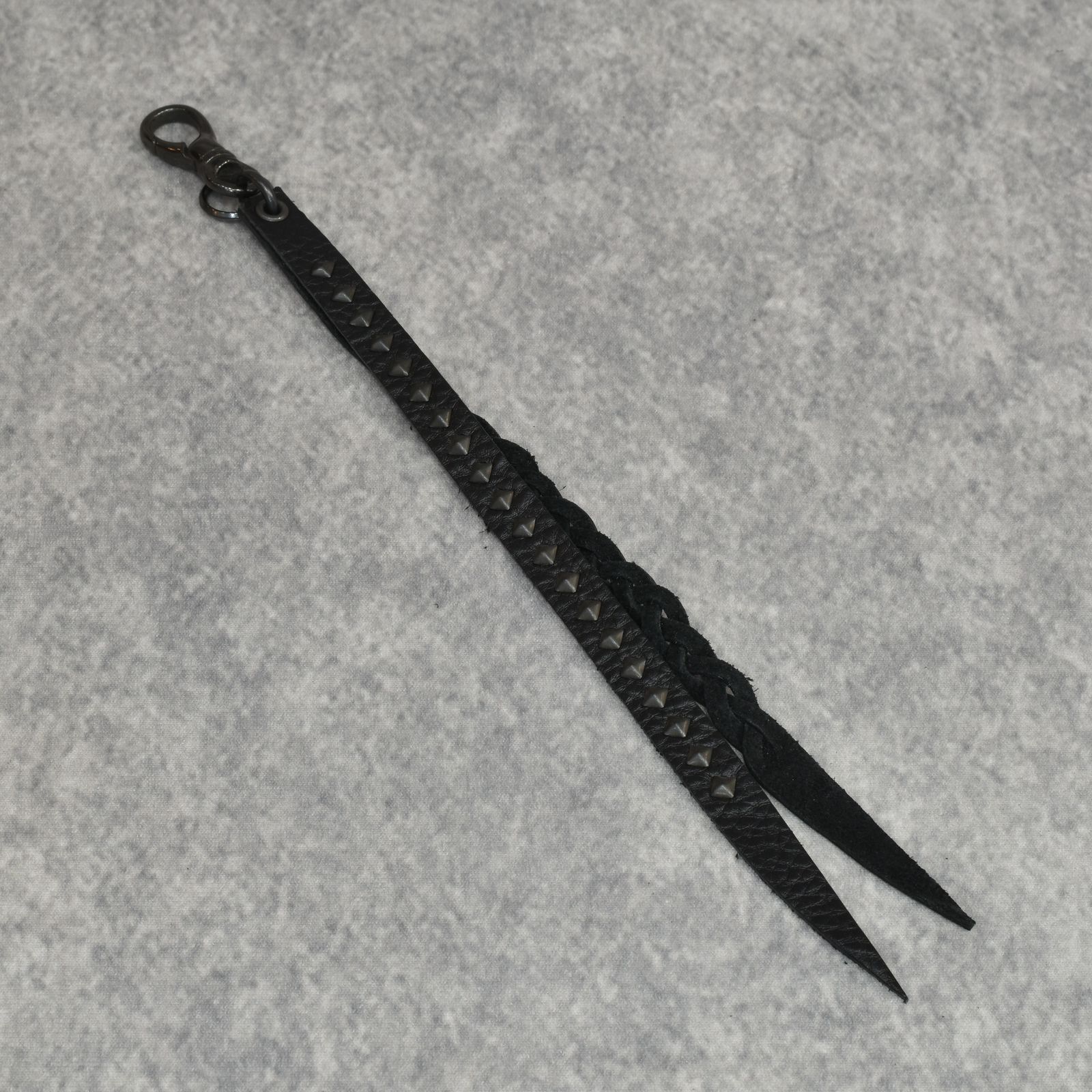 CALEE - STUDS & KNITTING LEATHER LONG KEY RING ＜TYPE B
