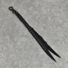 STUDS & KNITTING LEATHER LONG KEY RING ＜TYPE B＞ (BLACK/BLACK) / スタッズレザー 編み込みレザー ロングタイプ キーリング キーホルダー