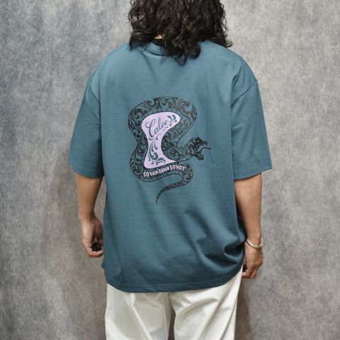 VINTAGE TYPE SNAKE LOGO POCKET TEE ＜NATURALLY PAINT DESIGN＞ (CHARCOAL NAVY)｜スネーク ロゴプリント ポケットTシャツ｜CL-26SS003NT