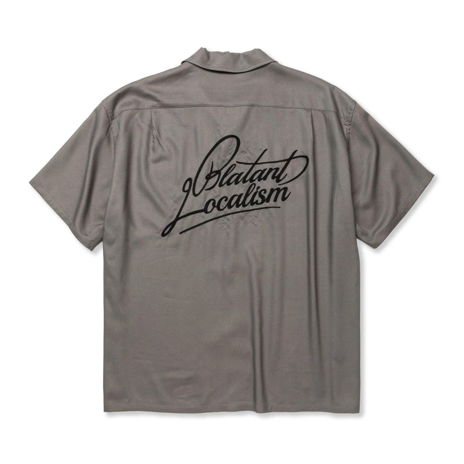 EMBROIDERY "BLATANT LOCALISM" OPEN COLLAR SH (GRAY) / オープンカラーシャツ