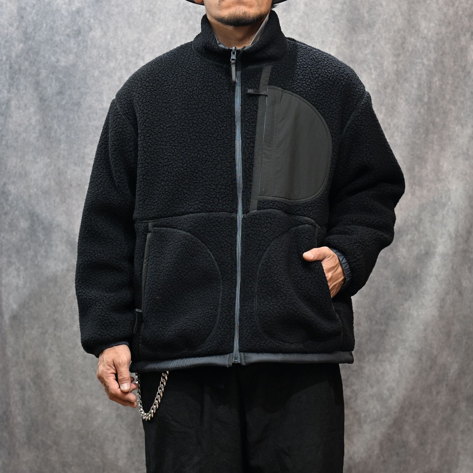 FLEECE LINER NYLON ZIP UP JACKET （BLACK）｜フリース リバーシブルジャケット （ブラック） PC-022-3623-10