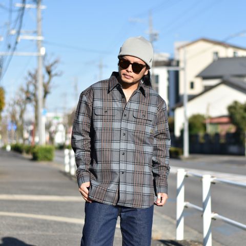 Dobby check pattern L/S shirt (Gray) / ドビーチェック シャツ