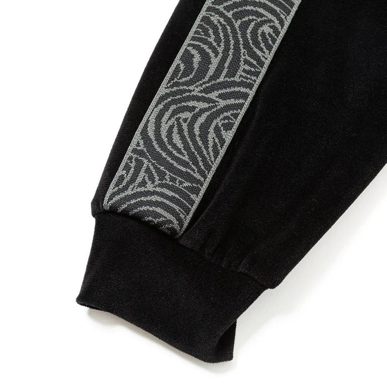 CALEE - VELOUR TRACK JACKET ＜SPIRAL JACQUARD PATTERN＞ (BLACK