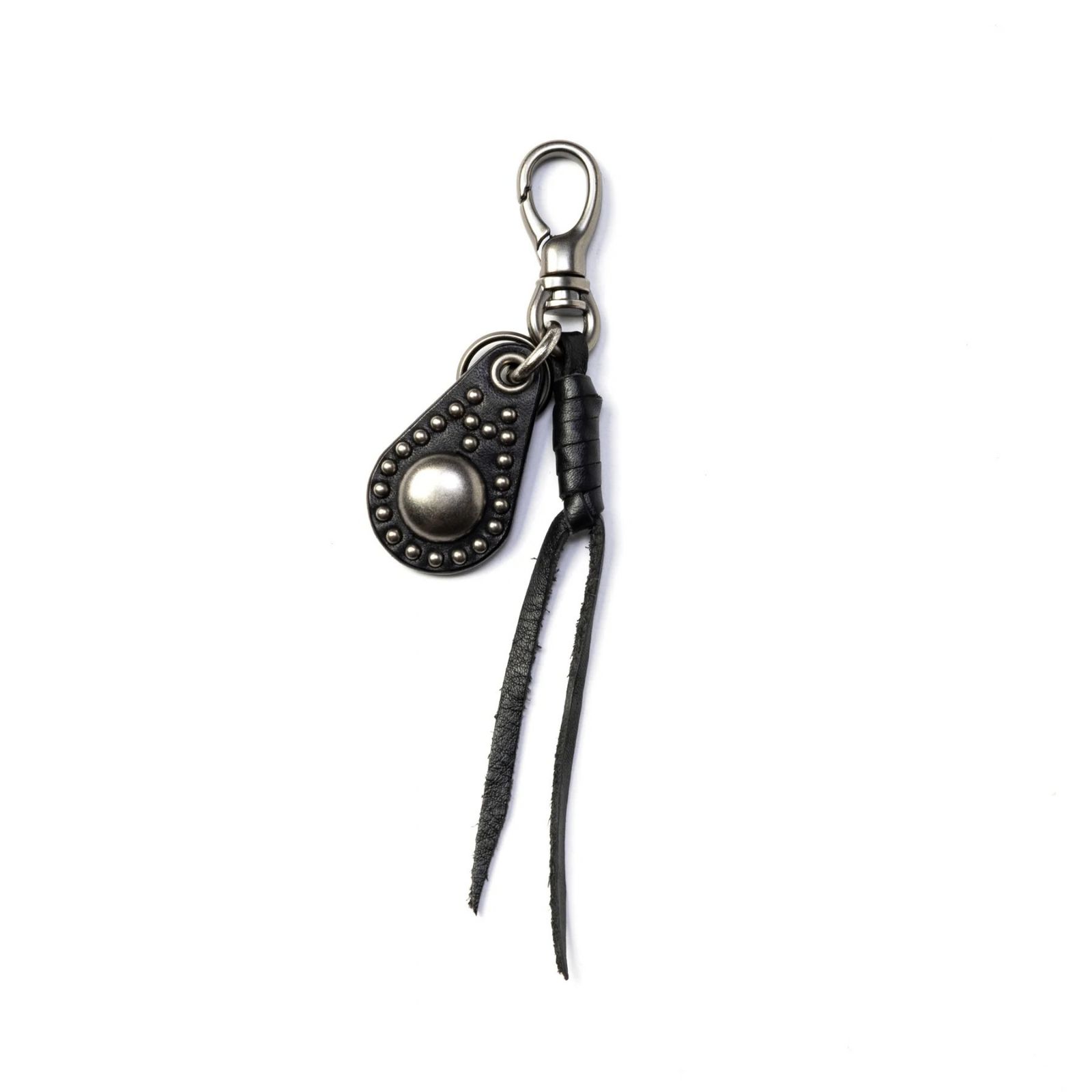 STUDS LEATHER CHARM KEY RING (BLACK)｜スタッズ レザー チャーム キーリング キーホルダー｜CL-26AWLE007