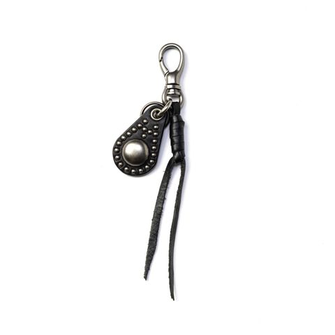 STUDS LEATHER CHARM KEY RING (BLACK)｜スタッズ レザー チャーム キーリング キーホルダー｜CL-26AWLE007