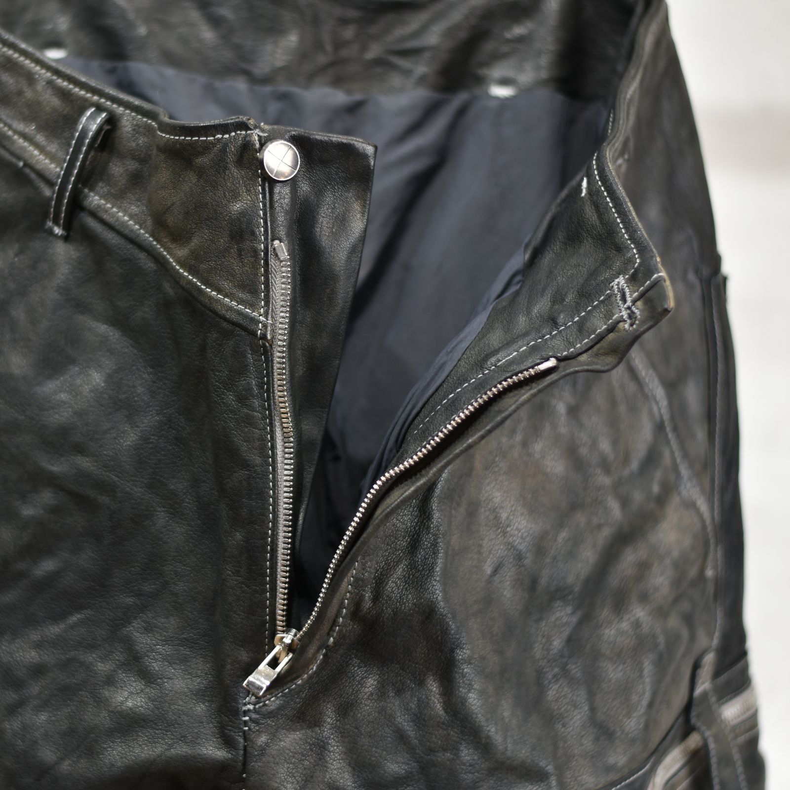 BUFFALO LEATHER PANTS ARMYHALF LINED MP-1 (91N)