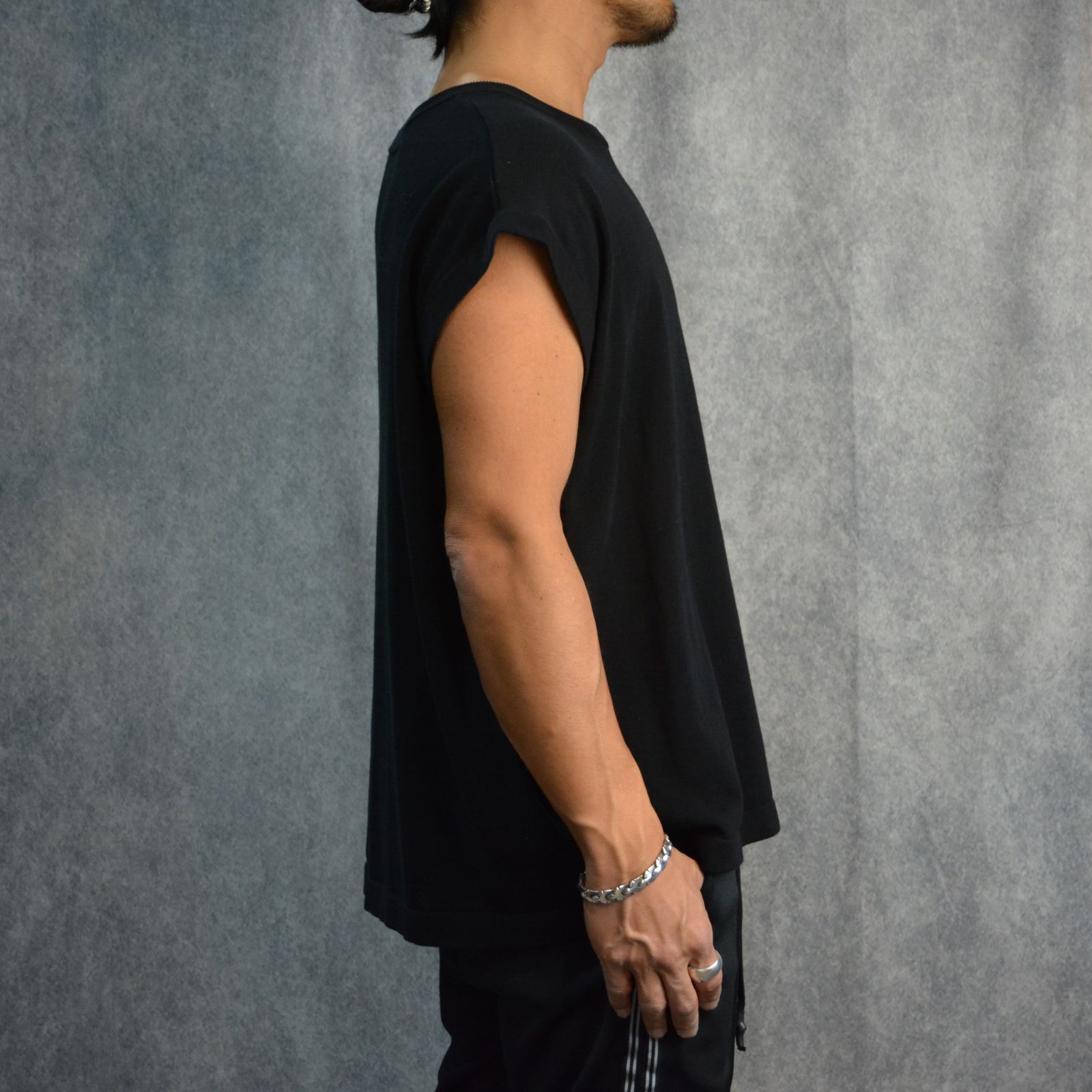コットンニット ノースリーブ （BLACK）