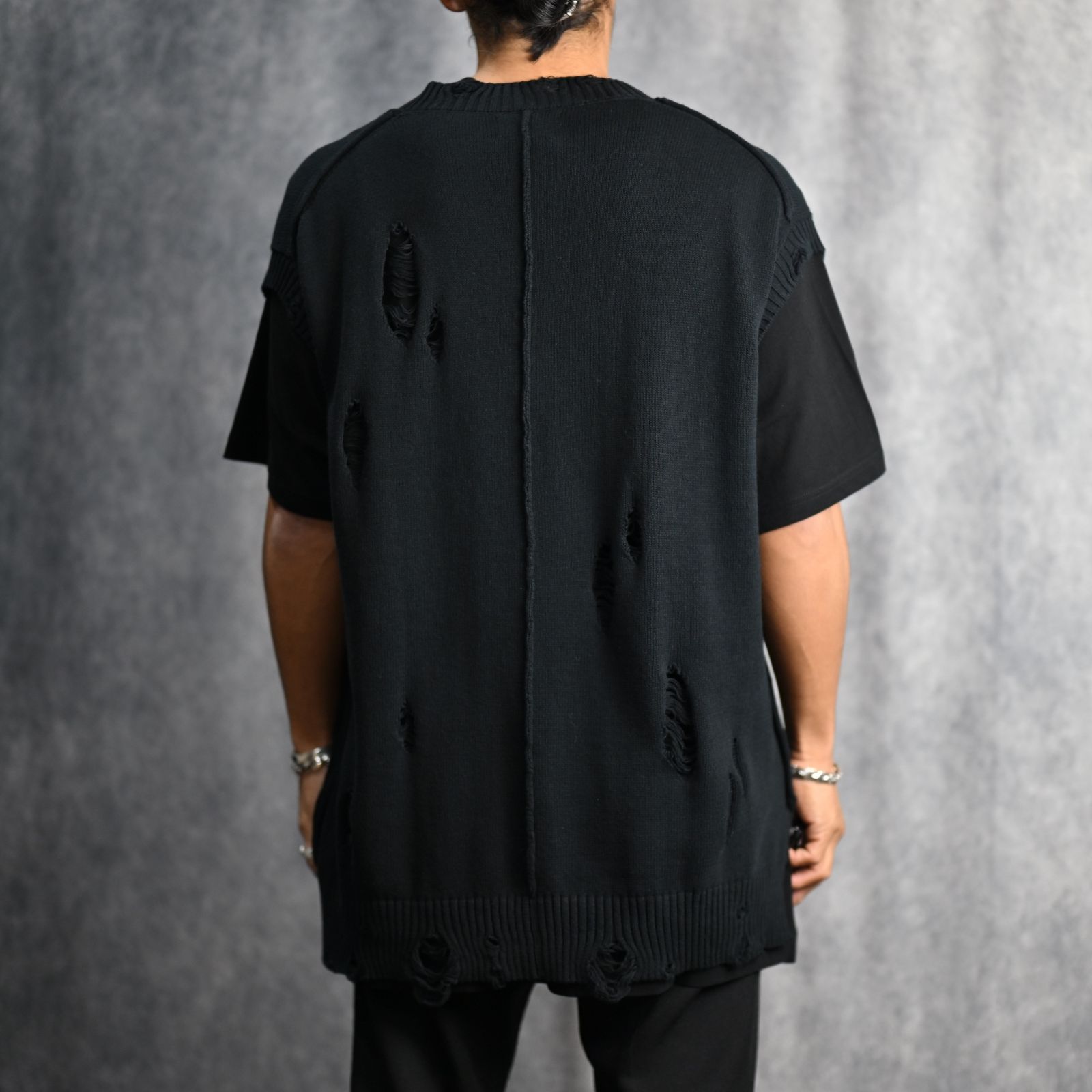 7G2P JERSEY V NECK VEST （BLACK） / ニットベスト （ブラック） HP-K13-098