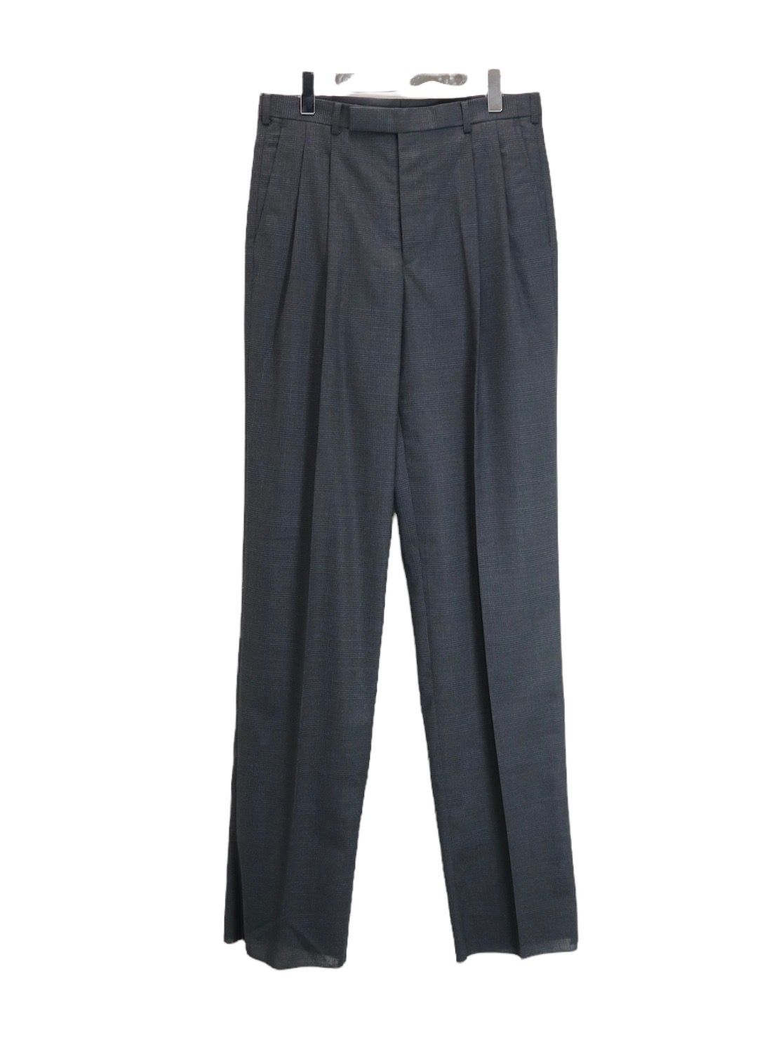 Glen plaid tuck trousers