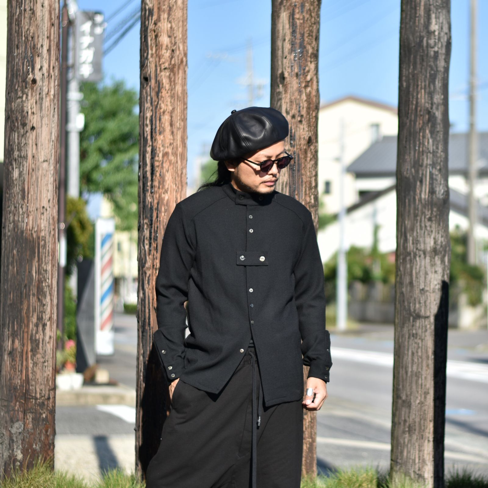 kujaku - mizokakushi shirt (black) | KJ-22AW21 | chord