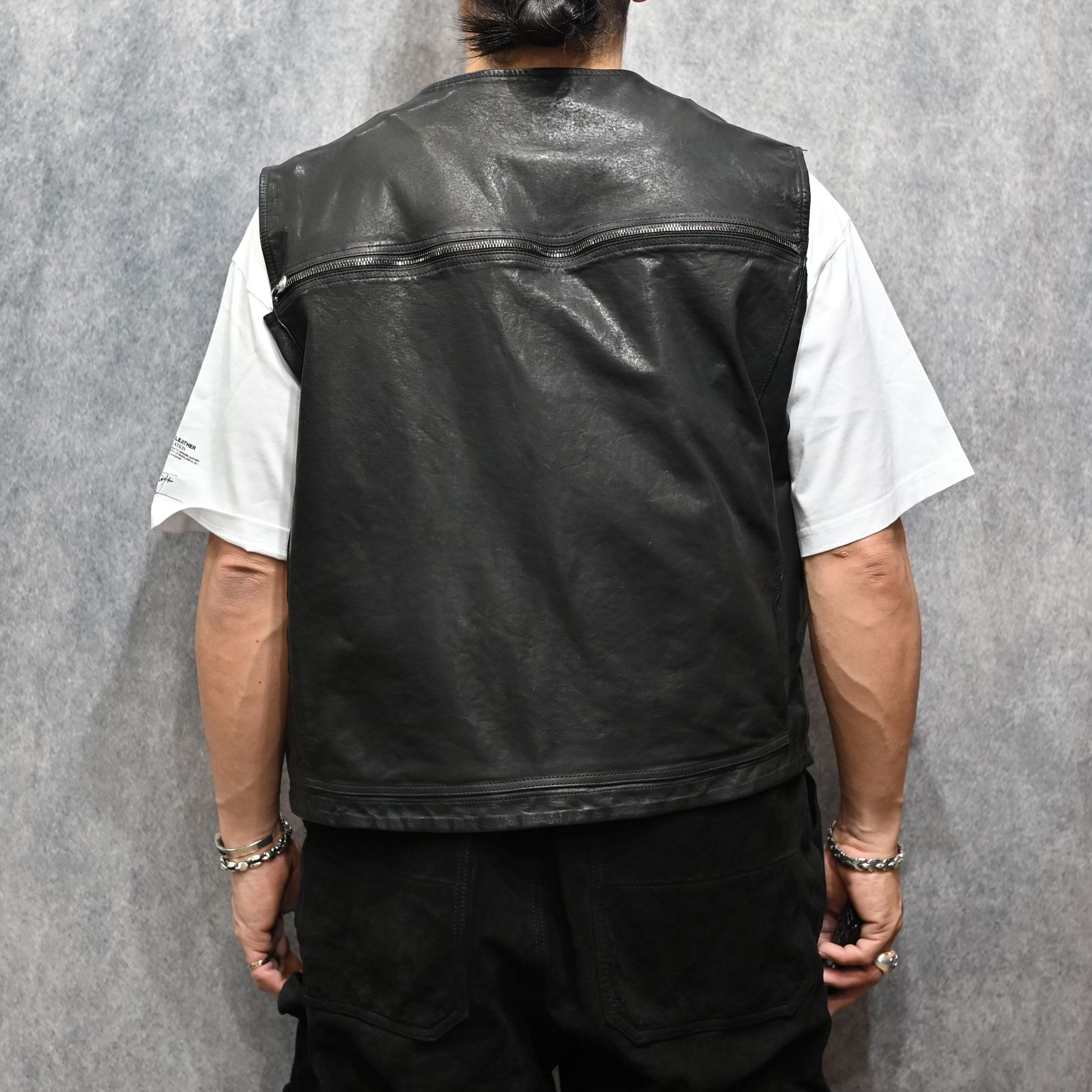 ジャパンステア ミモザレザー製品染め フィッシングベスト （BLACK / ブラック） 2192-02