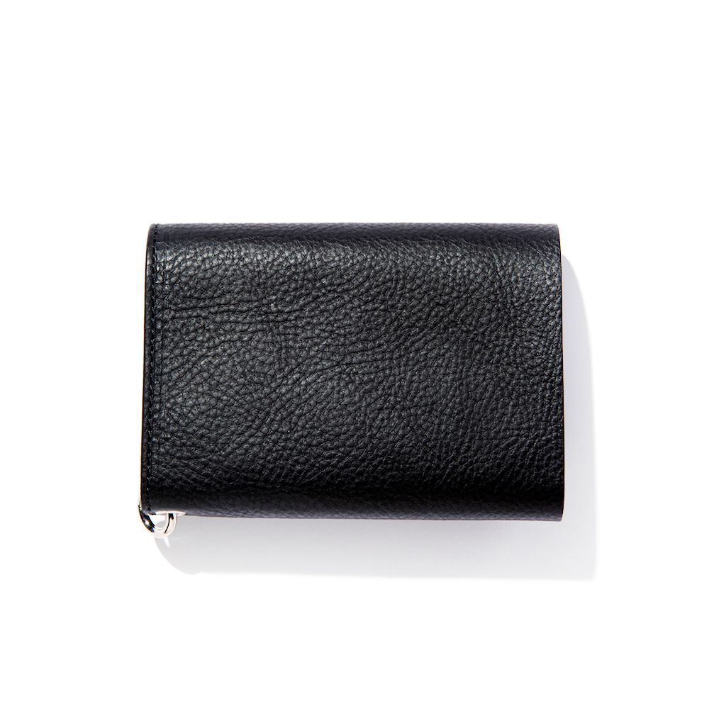 CALEE - Silver star concho flap leather half wallet (Black